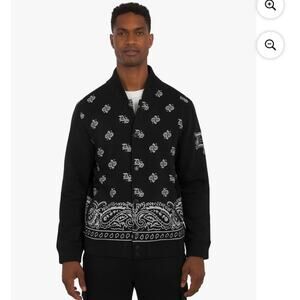 Dogg Supply by Snoop Dogg Unisex Black Bandana Varsity Jacket,Size Large NEW